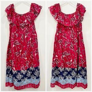 Lane Bryant Ruffle print Dress Cotton Midi 14/16